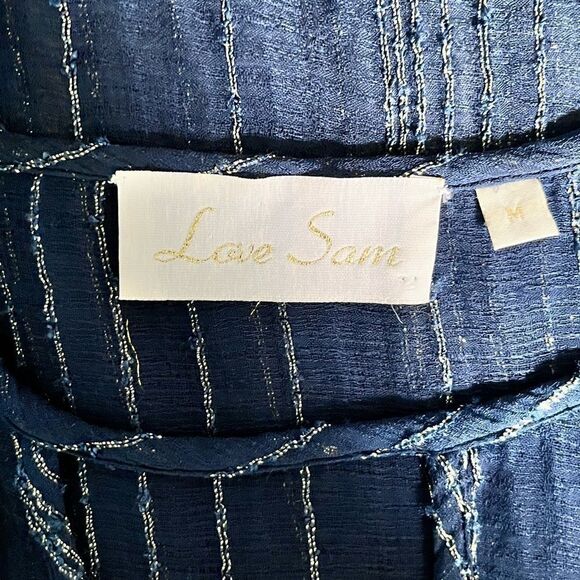 Anthropologie Love Sam metallic threads sheer bohemian peasant top - Picture 2 of 8